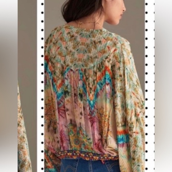 Anthropologie Bhanuni by Jyoti Boho Peasant Blouse Size Large - Picture 3 of 9